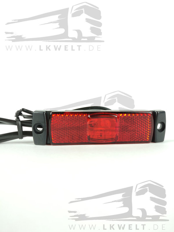 Positionsleuchte LED rot mit Lasche, Rückstrahler und Kabel 12V-30V LKW [Art.Nr.: 5116+]