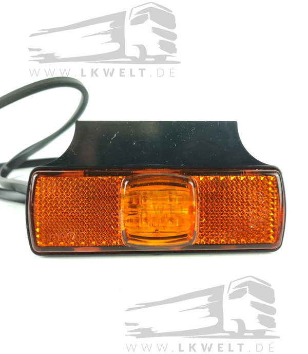 Positionsleuchte LED gelb mit Winkelhalter, Rückstrahler und Kabel 12V-30V LKW [Art.Nr.: 5117+]