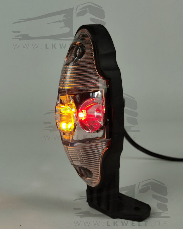 Positionsleuchte LED, weiß-rot-gelb komplett, Winkelhalter, mit Kabel, 12V-30V LKW [Art.Nr.: 5138+]