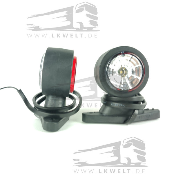 Positionsleuchte LED, weiß-rot komplett Paar, klein, mit Kabel, 12V-30V LKW [Art.Nr.: 5917+]