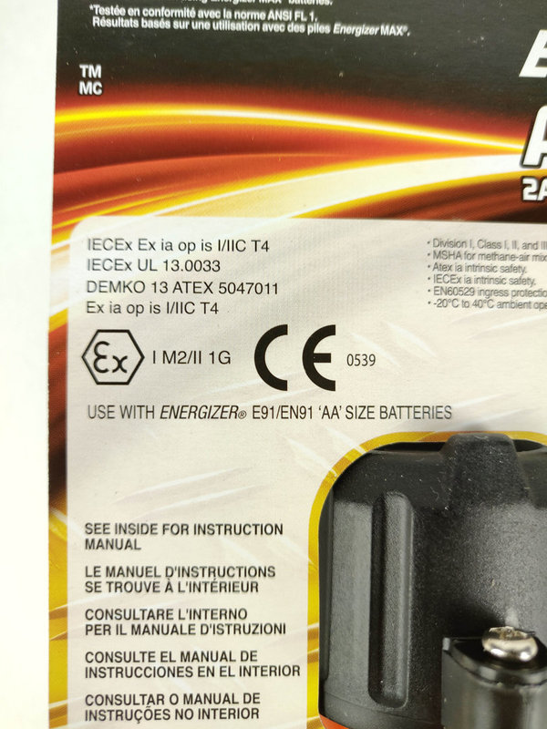 Taschenlampe Energizer® Atex 2AA LED  EX-Geschützt Arbeitslampe. [Art.Nr.: 7798+]